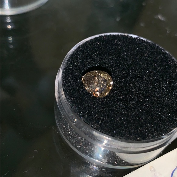 1.42ctw Sparkling genuine diamond champagne /pear - Picture 1 of 8